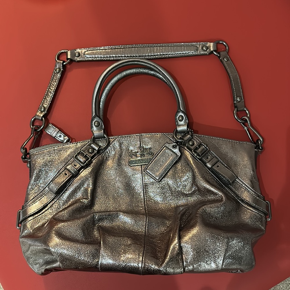 Silver coach purse